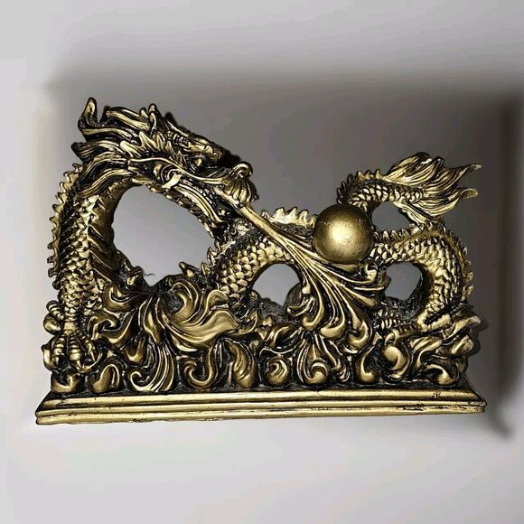 Money Manifest Chinese Dragon with Ball Feng Shui Home Decor Heavy - Picture 1 of 12